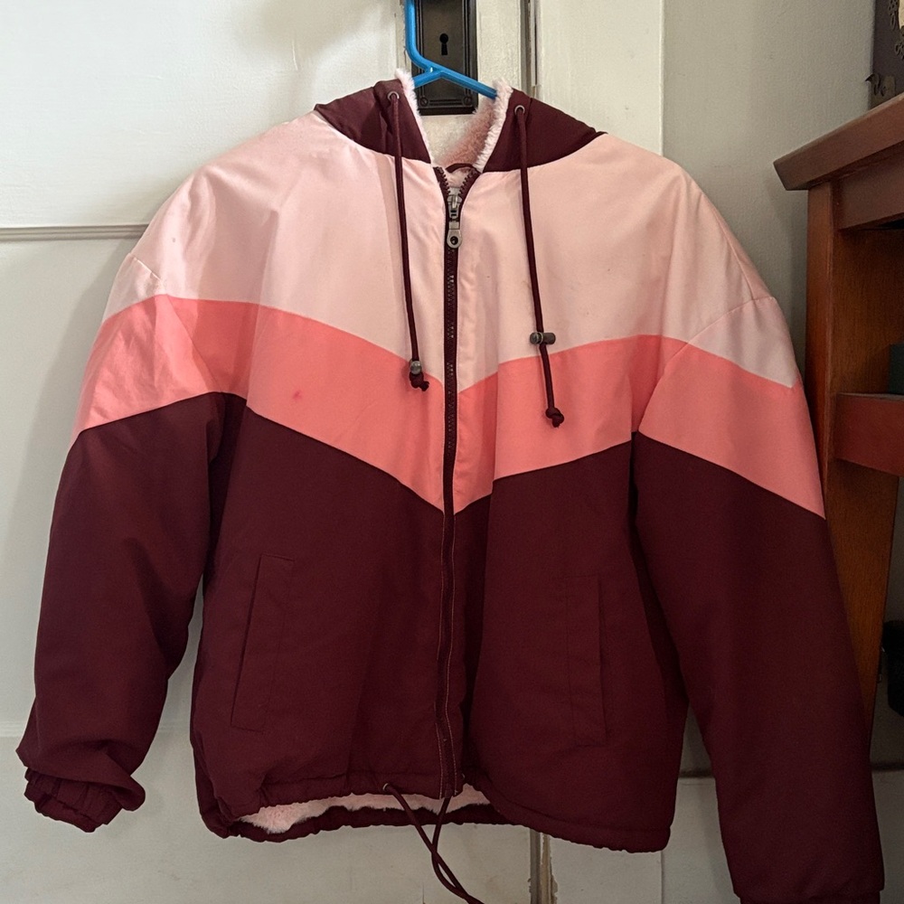 Colorblock Hooded Winter Coat